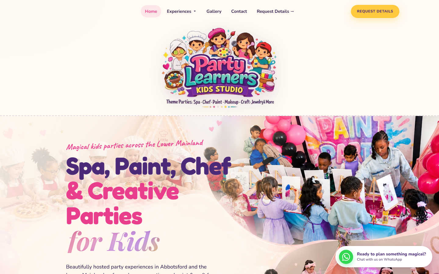 Party Learners website homepage